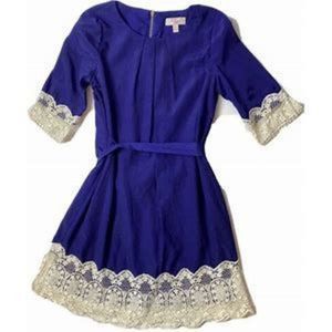 Gianni Bini Royal Purple Girls dress size
 Large, white lace around sleeves and
